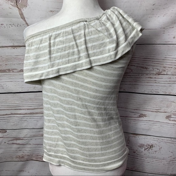NWOT J.Crew One Shoulder Ruffle Striped Tank - Picture 4 of 6